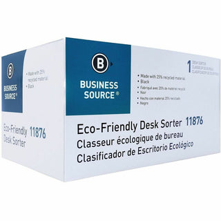 Business Source Desk Step Sorter - 4.5" Height x 8.8" Width x 5.5" DepthDesktop - 25% Recycled - Black - Plastic - 1 Each