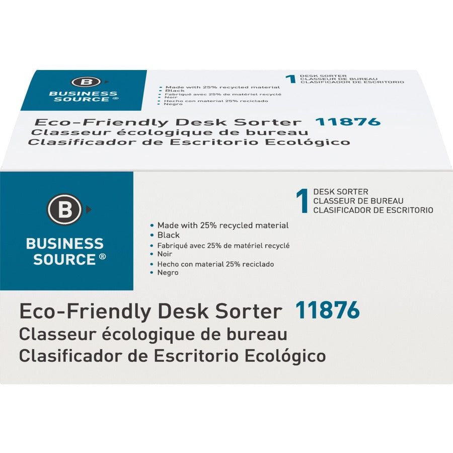 Business Source Desk Step Sorter - 4.5" Height x 8.8" Width x 5.5" DepthDesktop - 25% Recycled - Black - Plastic - 1 Each