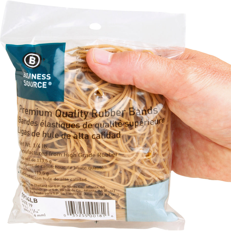 business-source-rubber-bands-size-#19-35-length-62-mil-thickness-425-pack-natural_bsn1914lb - 2