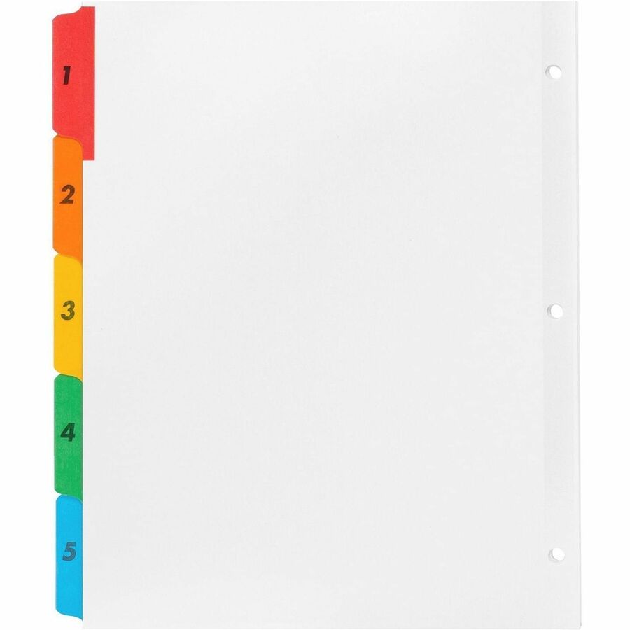Business Source Table of Content Quick Index Dividers - Printed Tab(s) - Digit - 1-5 - 5 Tab(s)/Set - 8.5" Divider Width x 11" Divider Length - 3 Hole Punched - Multicolor Mylar Divider - Multicolor Mylar Tab(s) - 5 / Set