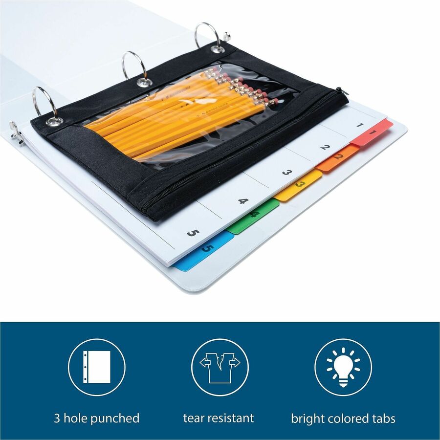Business Source Table of Content Quick Index Dividers - Printed Tab(s) - Digit - 1-5 - 5 Tab(s)/Set - 8.5" Divider Width x 11" Divider Length - 3 Hole Punched - Multicolor Mylar Divider - Multicolor Mylar Tab(s) - 5 / Set