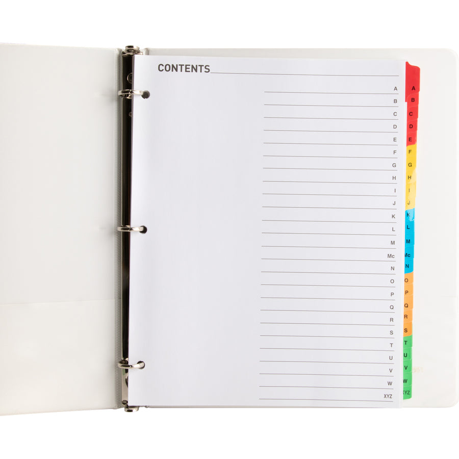 business-source-a-z-tab-table-of-contents-index-dividers-printed-tabs-character-a-z-25-tabs-set-85-divider-width-x-11-divider-length-letter-3-hole-punched-white-mylar-divider-white-mylar-tabs-25-set_bsn21905 - 4