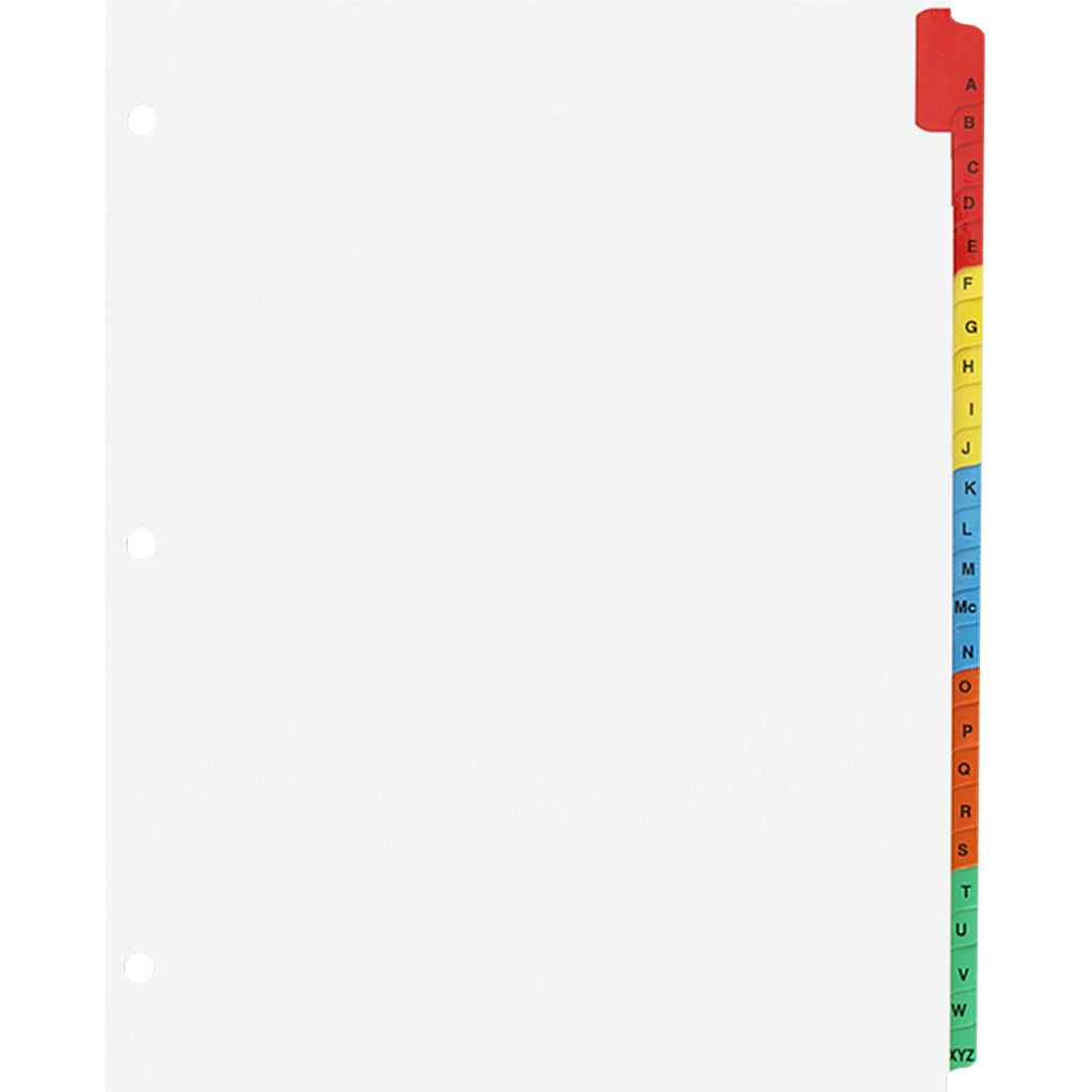 business-source-a-z-tab-table-of-contents-index-dividers-printed-tabs-character-a-z-25-tabs-set-85-divider-width-x-11-divider-length-letter-3-hole-punched-white-mylar-divider-white-mylar-tabs-25-set_bsn21905 - 2