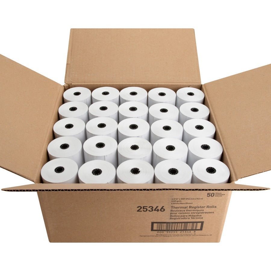 Business Source Thermal Paper - 3 1/8" x 230 ft - 48 g/m2 Grammage - Smooth - 50 / Carton - White