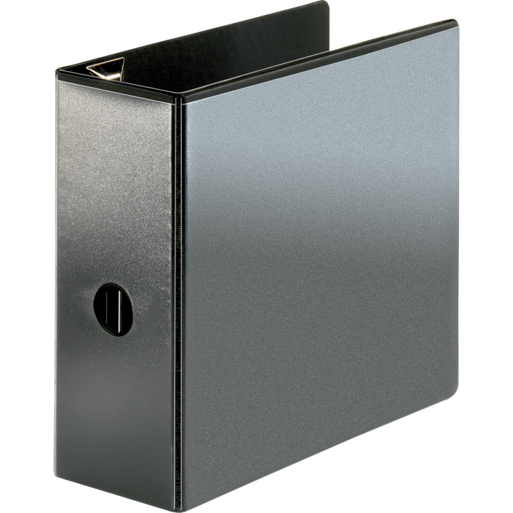 Business Source Locking D-Ring View Binder - 5" Binder Capacity - Letter - 8 1/2" x 11" Sheet Size - 925 Sheet Capacity - D-Ring Fastener(s) - Polypropylene, Chipboard - Black - Recycled - Locking Ring, Clear Overlay, Non-glare, Acid-free, Exposed Ri