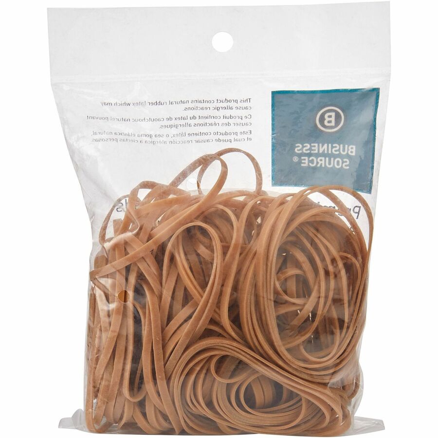 Business Source Rubber Bands - Size: #33 - 3.5" Length - 125 mil Thickness - 212 / Pack - Natural
