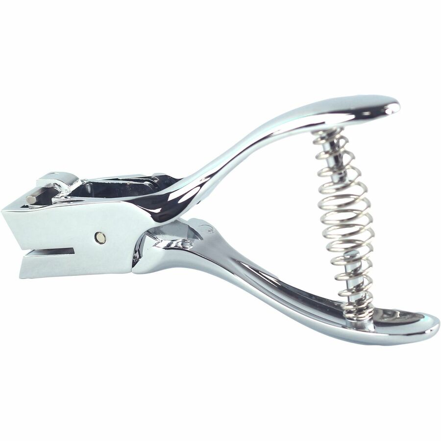 Business Source Handheld 15mm Slot Punch - 5/32" Punch Size - Metal - Silver, Chrome