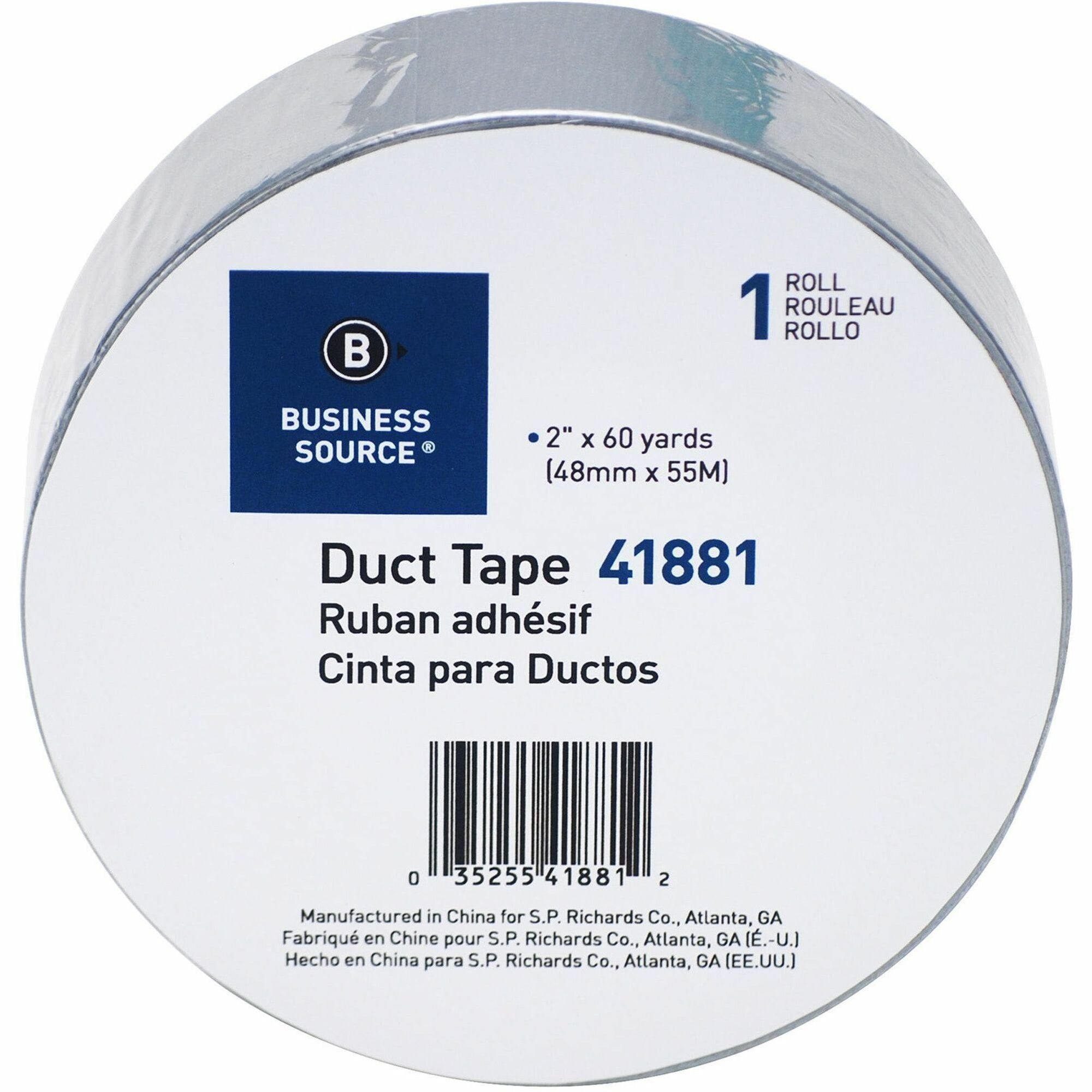 Business Source General-purpose Duct Tape - 60 yd Length x 2" Width - 9 mil Thickness - For Indoor, Outdoor, General Purpose, Wrapping, Sealing - 1 / Roll - Gray