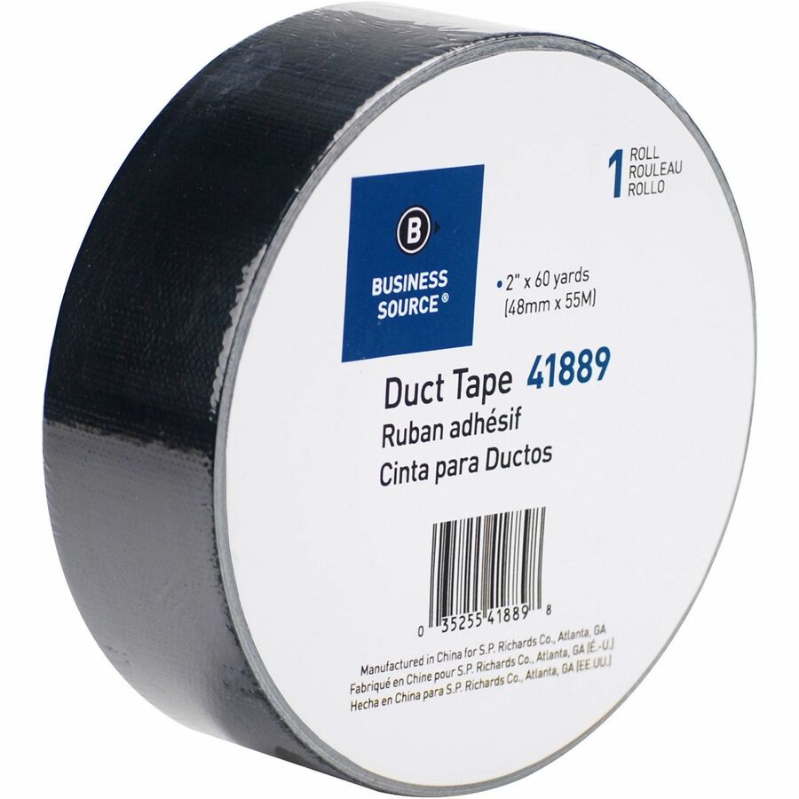 Business Source General-purpose Duct Tape - 60 yd Length x 2" Width - 9 mil Thickness - For Indoor, Outdoor, General Purpose, Wrapping, Sealing - 1 / Roll - Black