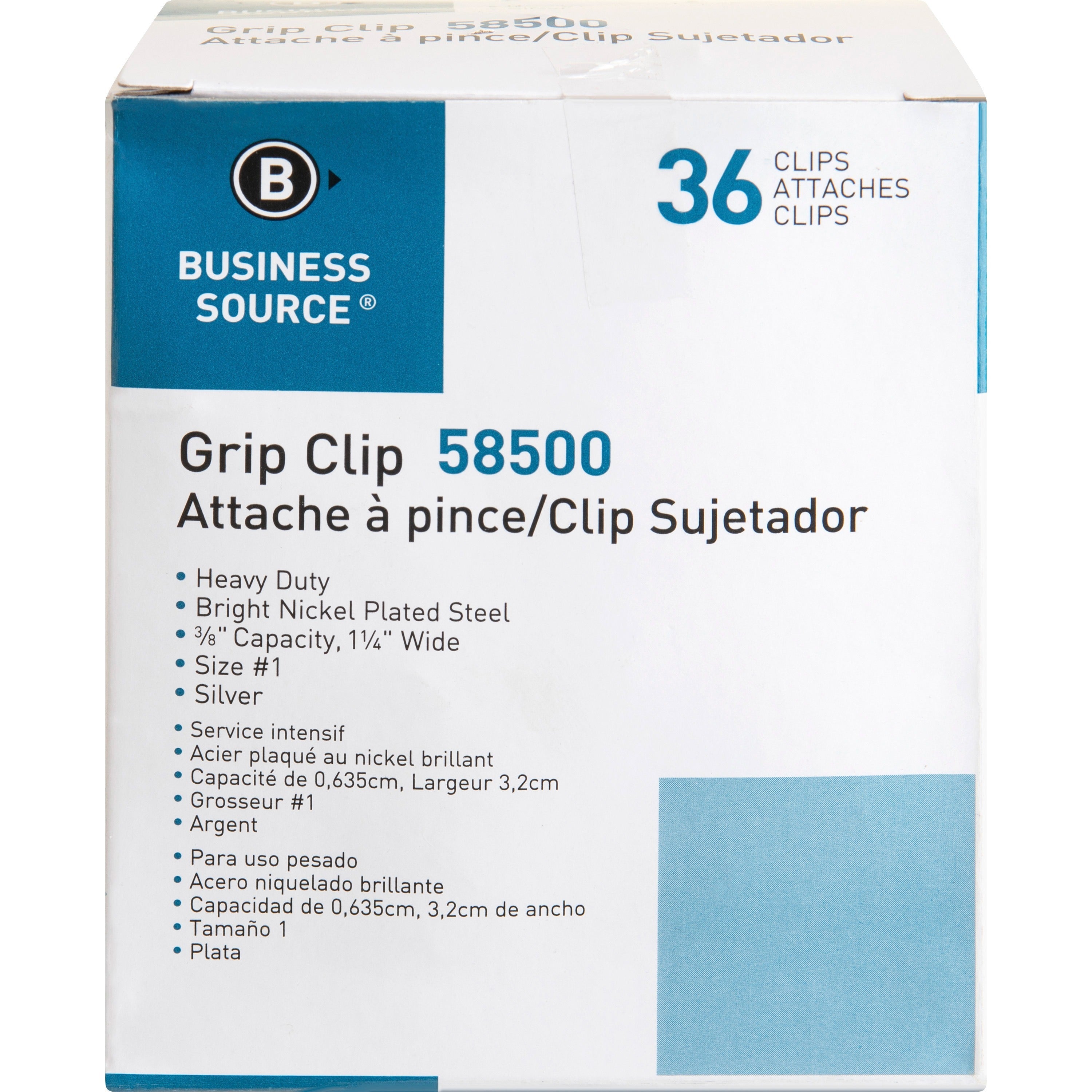 business-source-bulldog-grip-clips-no-1-13-width-for-paper-heavy-duty-36-box-silver_bsn58500 - 2