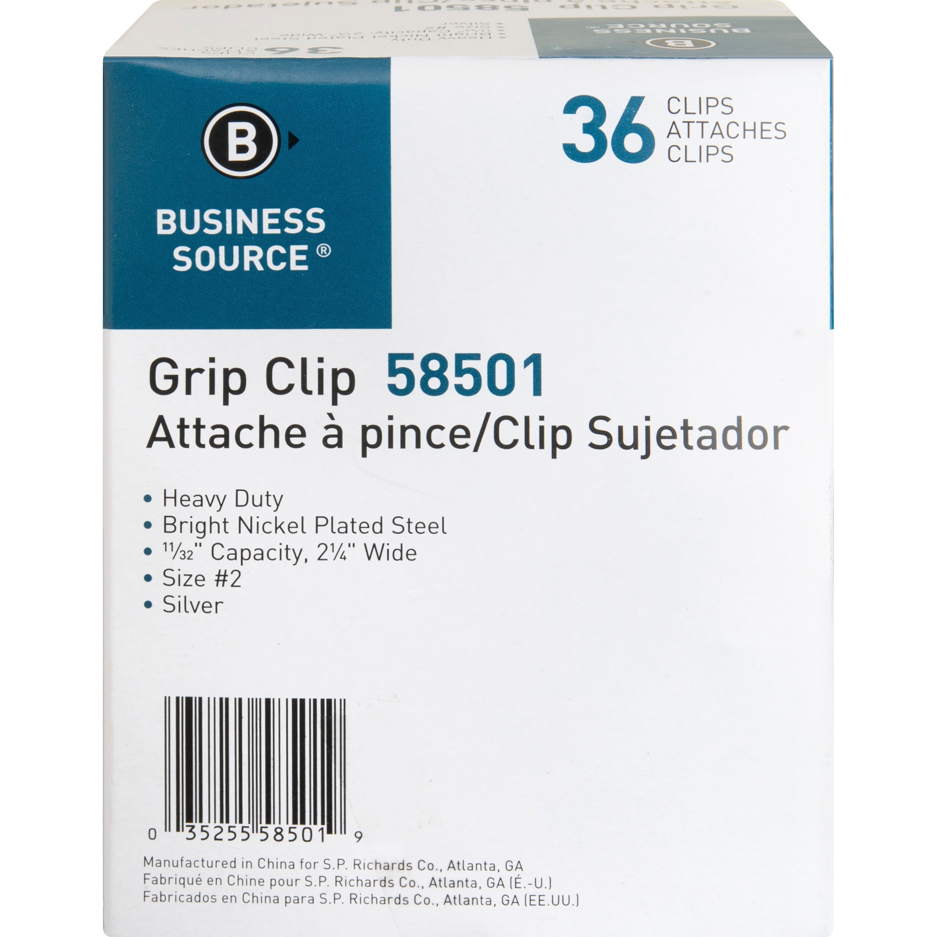 business-source-bulldog-grip-clips-no-2-23-width-for-paper-heavy-duty-36-box-silver_bsn58501 - 3