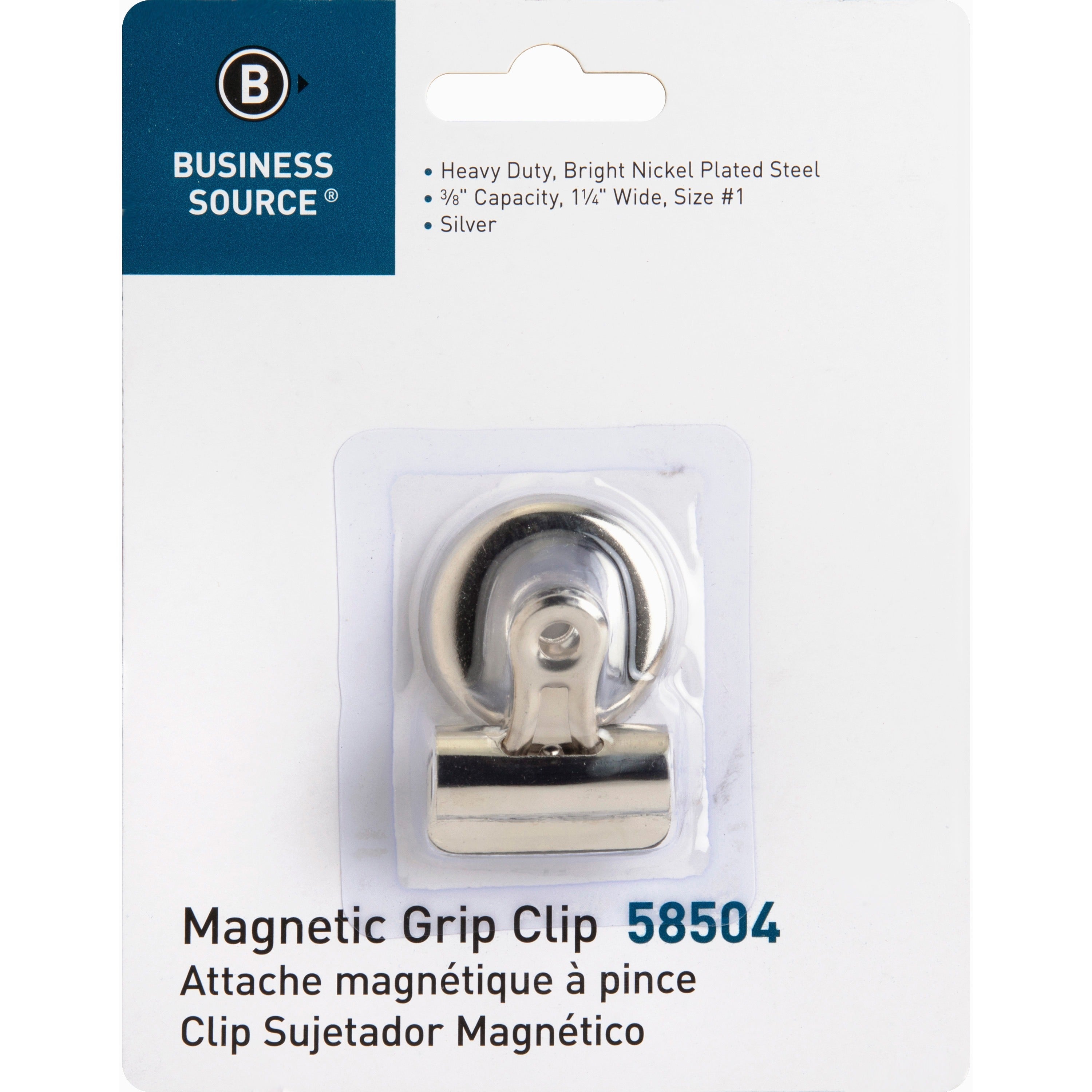 business-source-magnetic-grip-clips-no-1-13-width-for-paper-magnetic-backing-heavy-duty-1each-silver_bsn58504 - 1