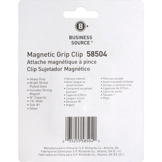 business-source-magnetic-grip-clips-no-1-13-width-for-paper-magnetic-backing-heavy-duty-1each-silver_bsn58504 - 2