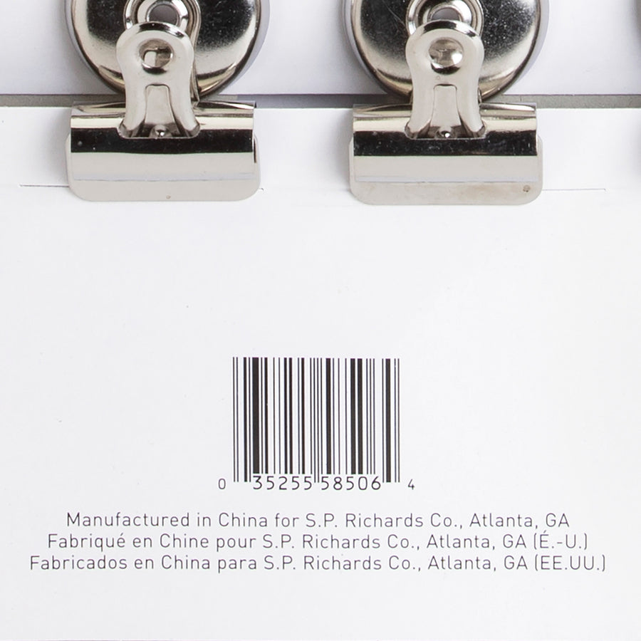 Business Source Magnetic Grip Clips Pack - No. 1 - 1.3" Width - for Paper - Magnetic, Heavy Duty - 18 / Box - Silver