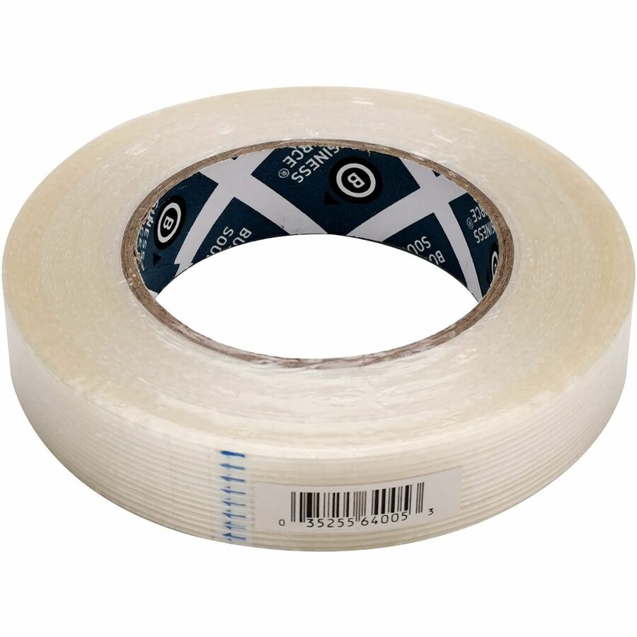 Business Source Filament Tape - 60 yd Length x 1" Width - 3" Core - Fiberglass Filament - For Reinforcing - 1 / Roll - White