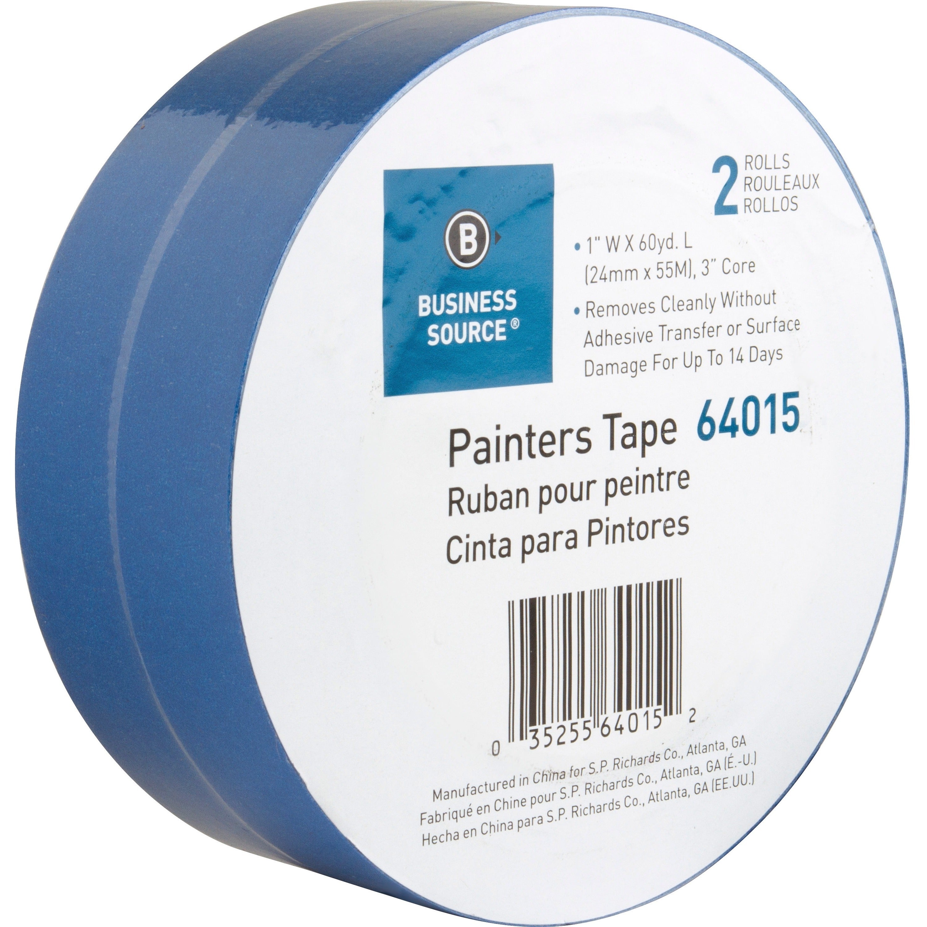 business-source-multisurface-painters-tape-60-yd-length-x-1-width-55-mil-thickness-2-pack-blue_bsn64015 - 1