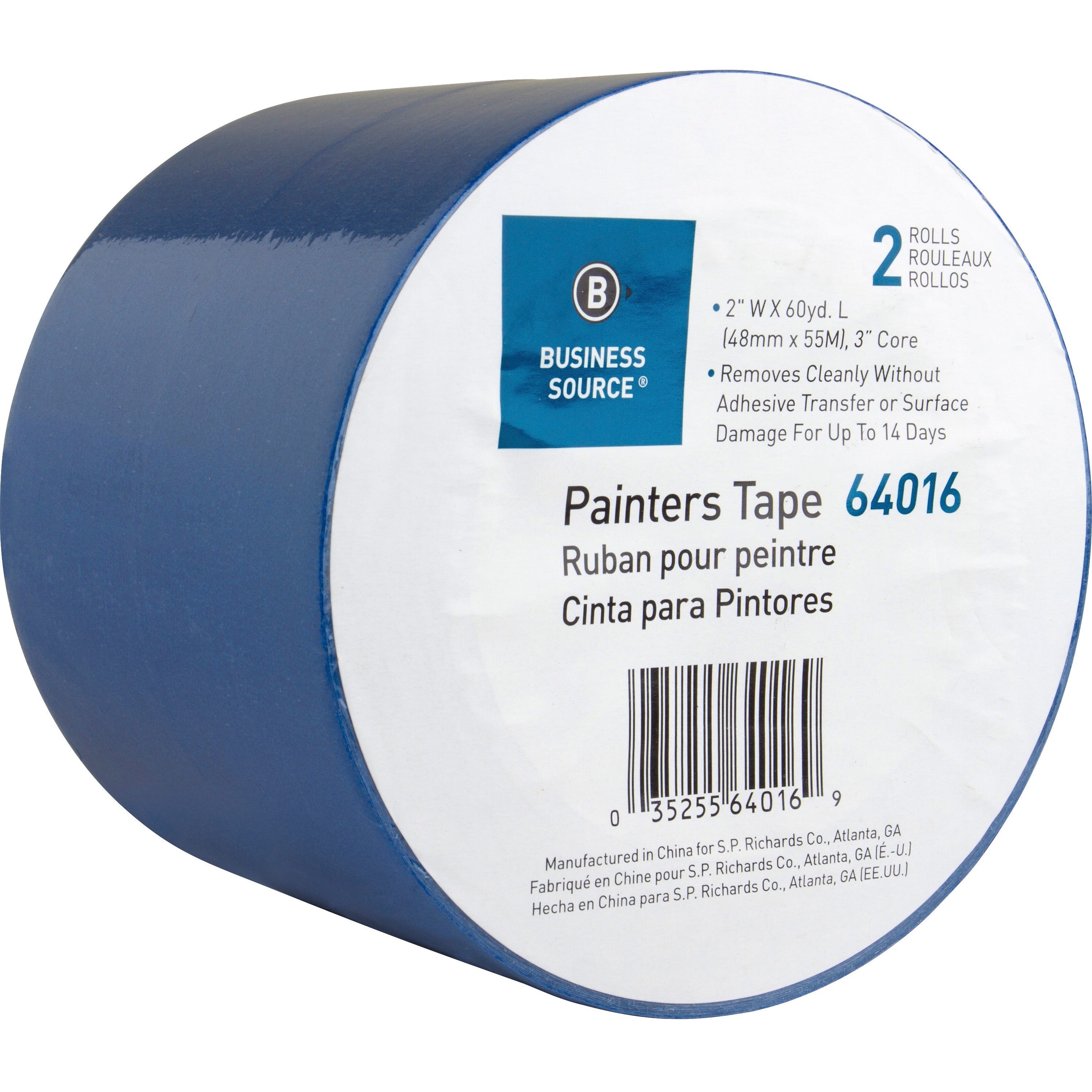 business-source-multisurface-painters-tape-60-yd-length-x-2-width-55-mil-thickness-2-pack-blue_bsn64016 - 1