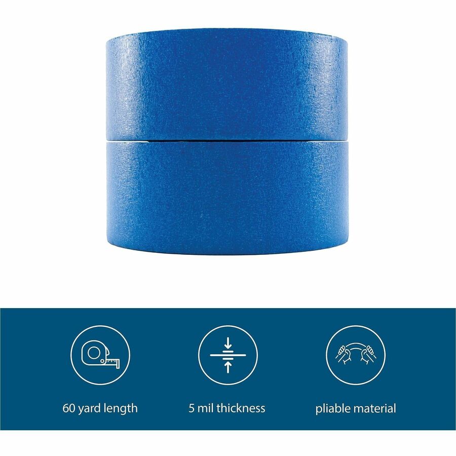 Business Source Multisurface Painter's Tape - 60 yd Length x 2" Width - 5.5 mil Thickness - 2 / Pack - Blue
