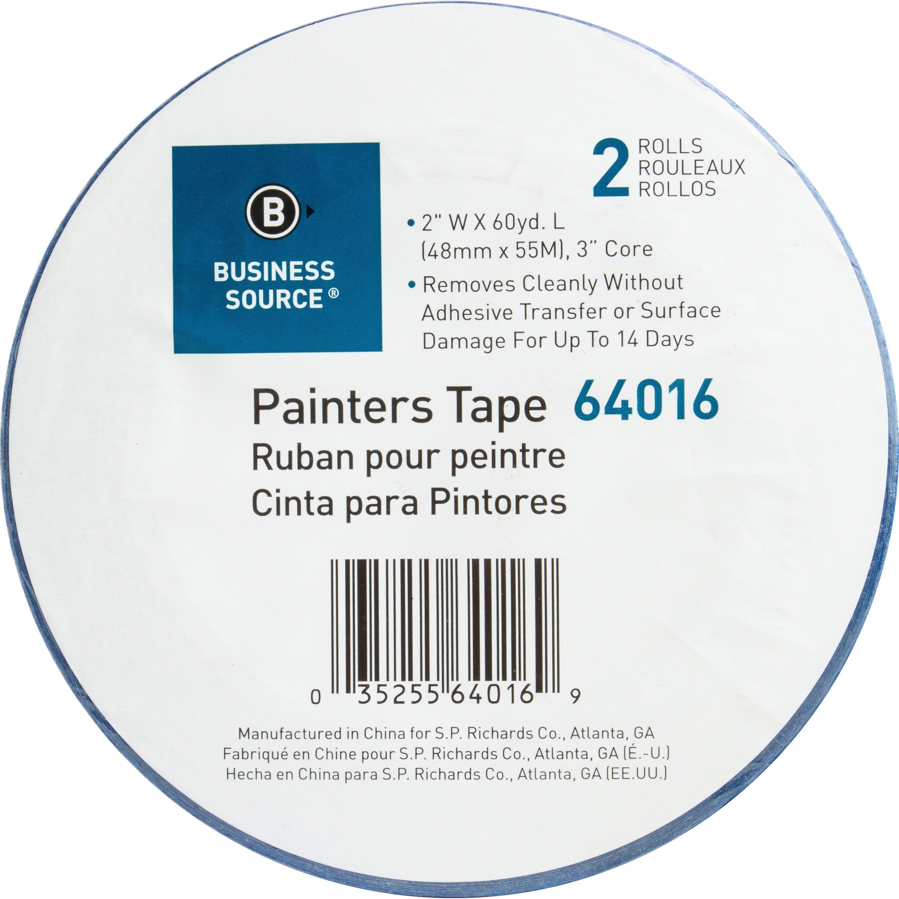 business-source-multisurface-painters-tape-60-yd-length-x-2-width-55-mil-thickness-2-pack-blue_bsn64016 - 2