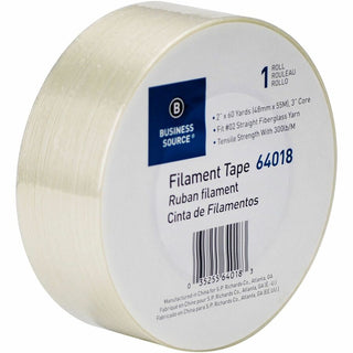Business Source Heavy-duty Filament Tape - 60 yd Length x 2" Width - 3" Core - Fiberglass Filament - 1 / RollRoll - White