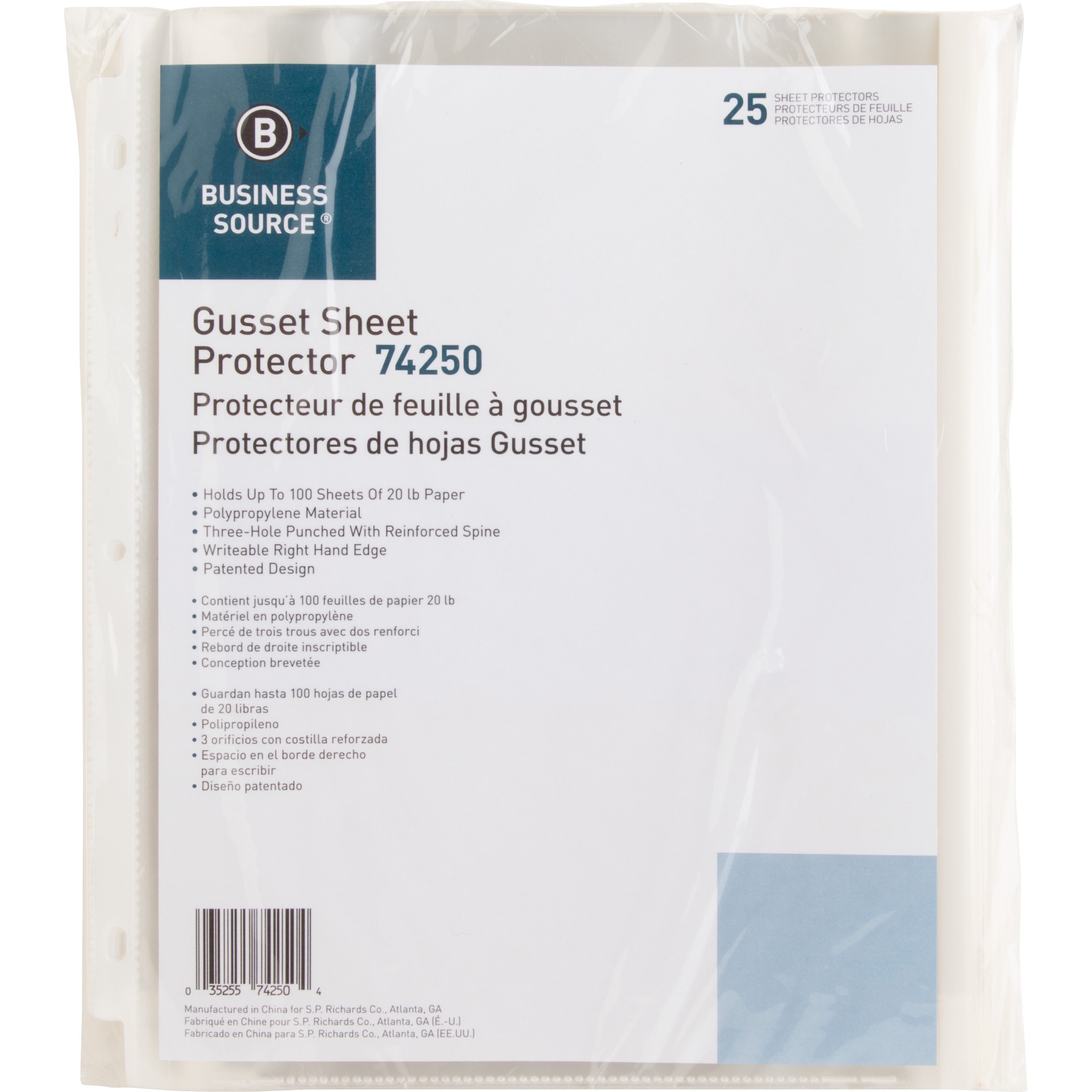 business-source-heavy-duty-sheet-protectors-85-width-100-x-sheet-capacity-ring-binder-top-loading-clear-25-pack_bsn74250 - 1