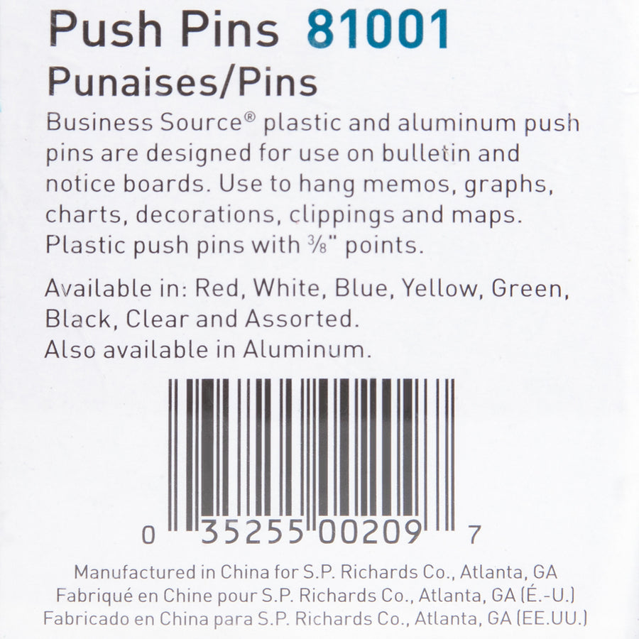 business-source-1-2-head-push-pins-050-head-100-box-assorted_bsn81001 - 5