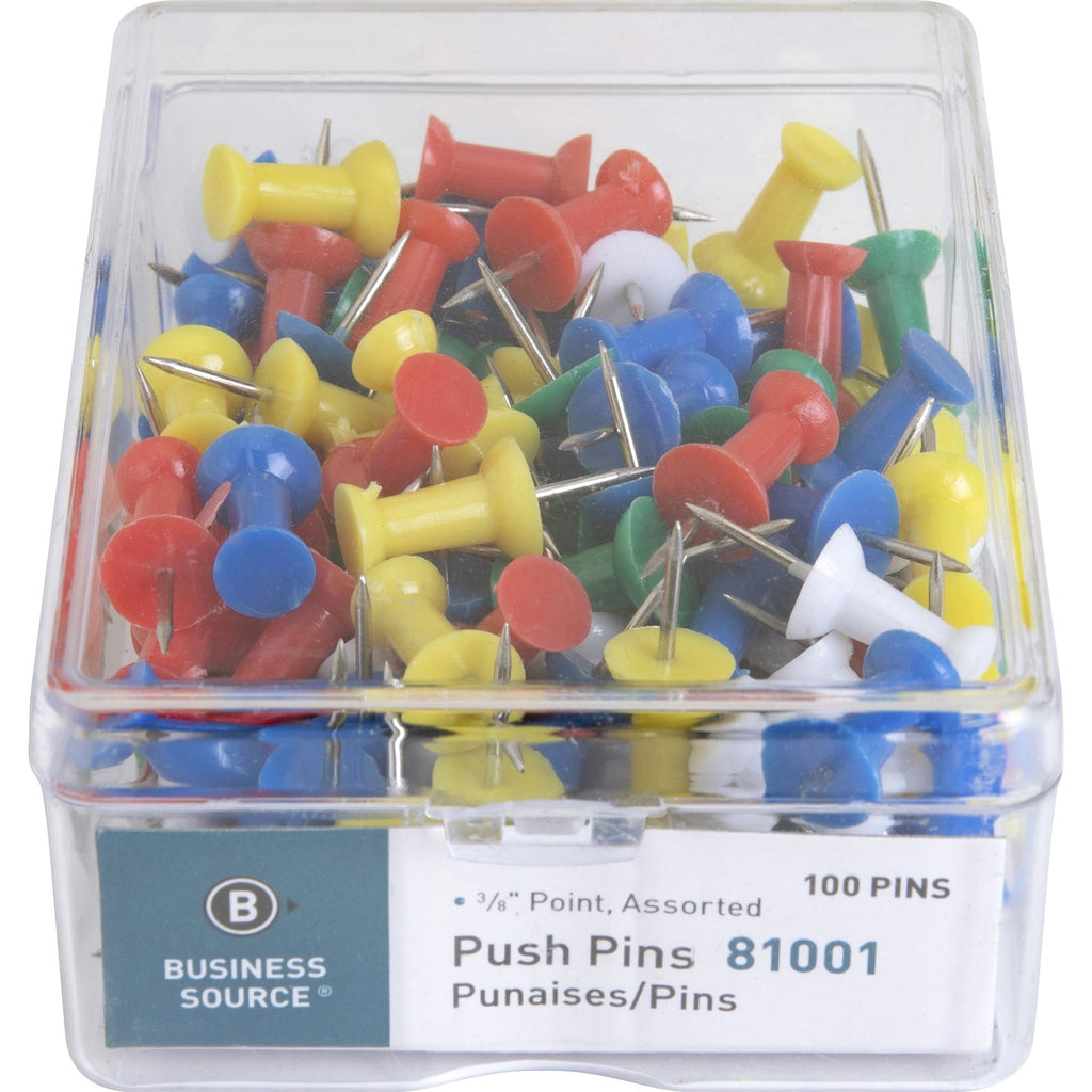 business-source-1-2-head-push-pins-050-head-100-box-assorted_bsn81001 - 4