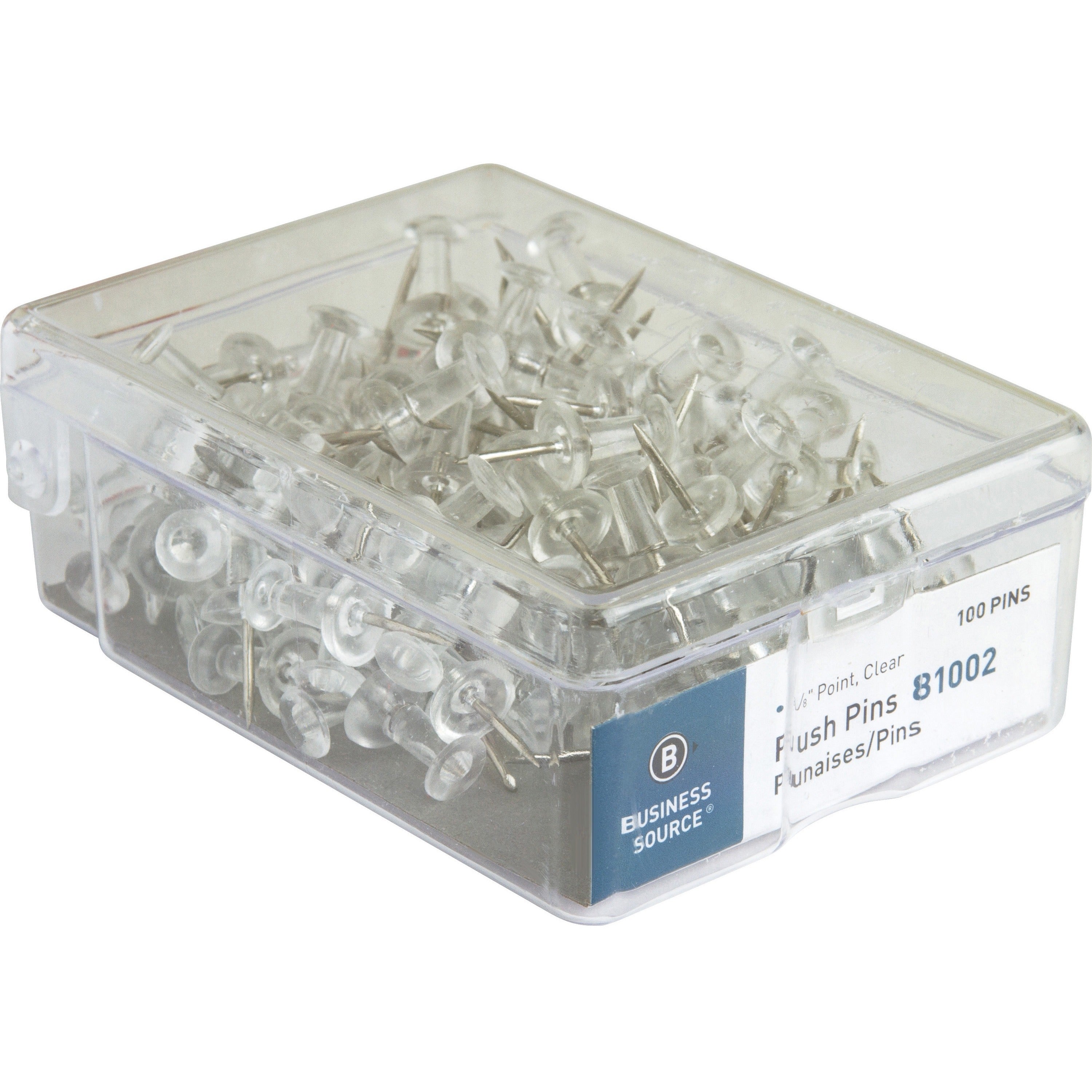 business-source-1-2-head-push-pins-050-head-100-box-clear_bsn81002 - 1