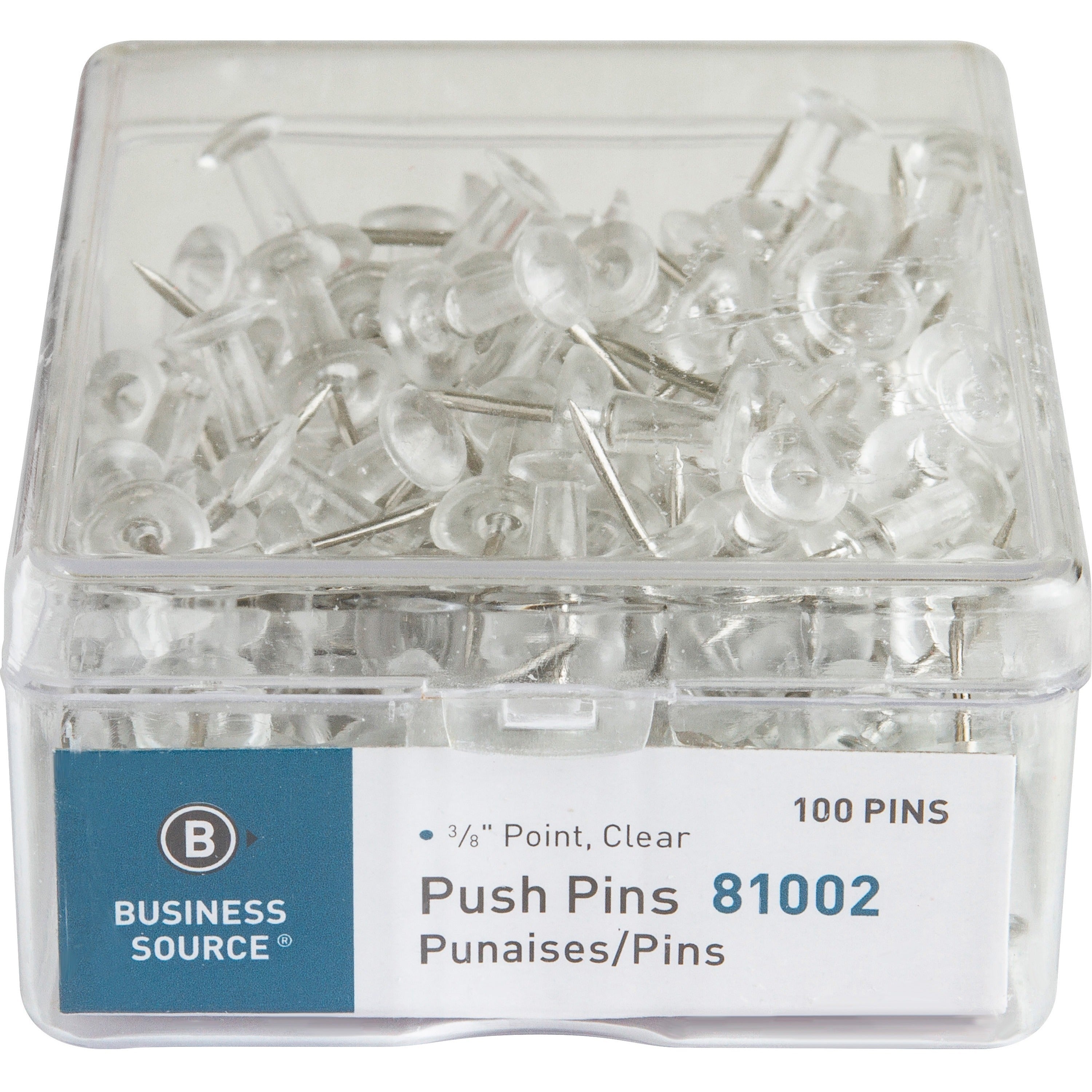 business-source-1-2-head-push-pins-050-head-100-box-clear_bsn81002 - 2