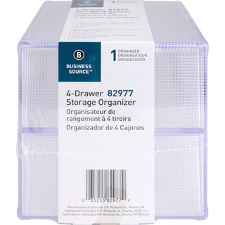 Business Source 4-drawer Storage Organizer - 4 Drawer(s) - 6" Height x 7.3" Width x 6" DepthDesktop - Clear - 1 Each