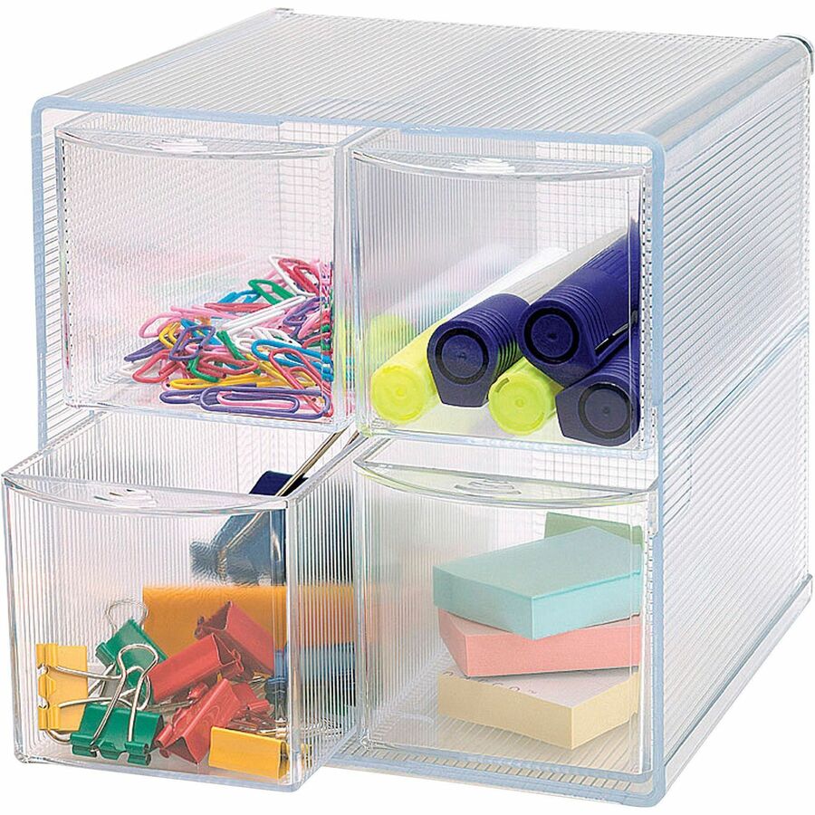 business-source-4-drawer-storage-organizer-4-drawers-6-height-x-73-width-x-6-depthdesktop-clear-1-each_bsn82977 - 5