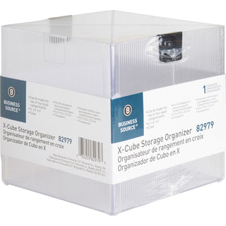 Business Source X-Cube Storage Organizer - 4 Compartment(s) - 6" Height x 6" Width x 6" DepthDesktop - Clear - 1 Each