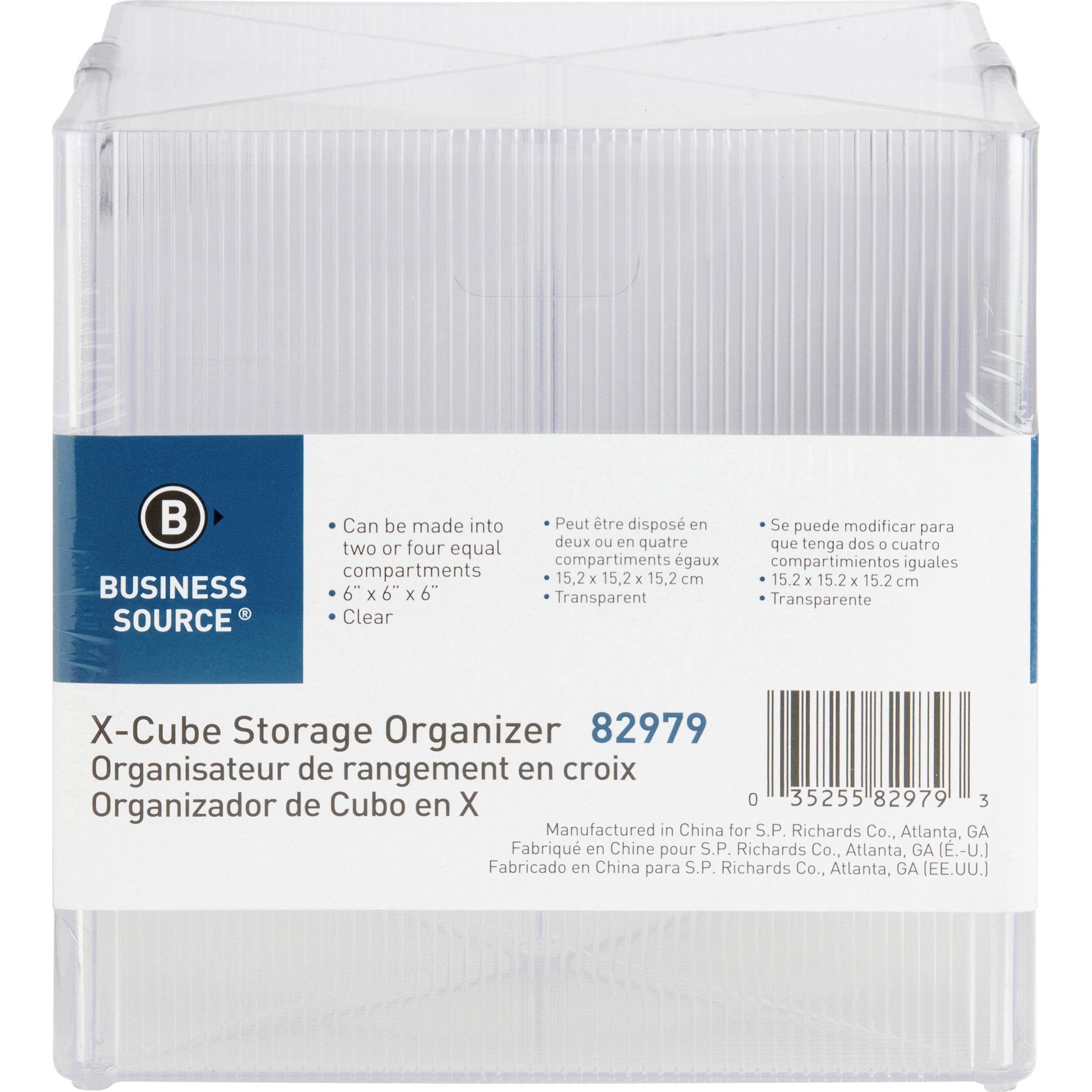 business-source-x-cube-storage-organizer-4-compartments-6-height-x-6-width-x-6-depthdesktop-clear-1-each_bsn82979 - 3