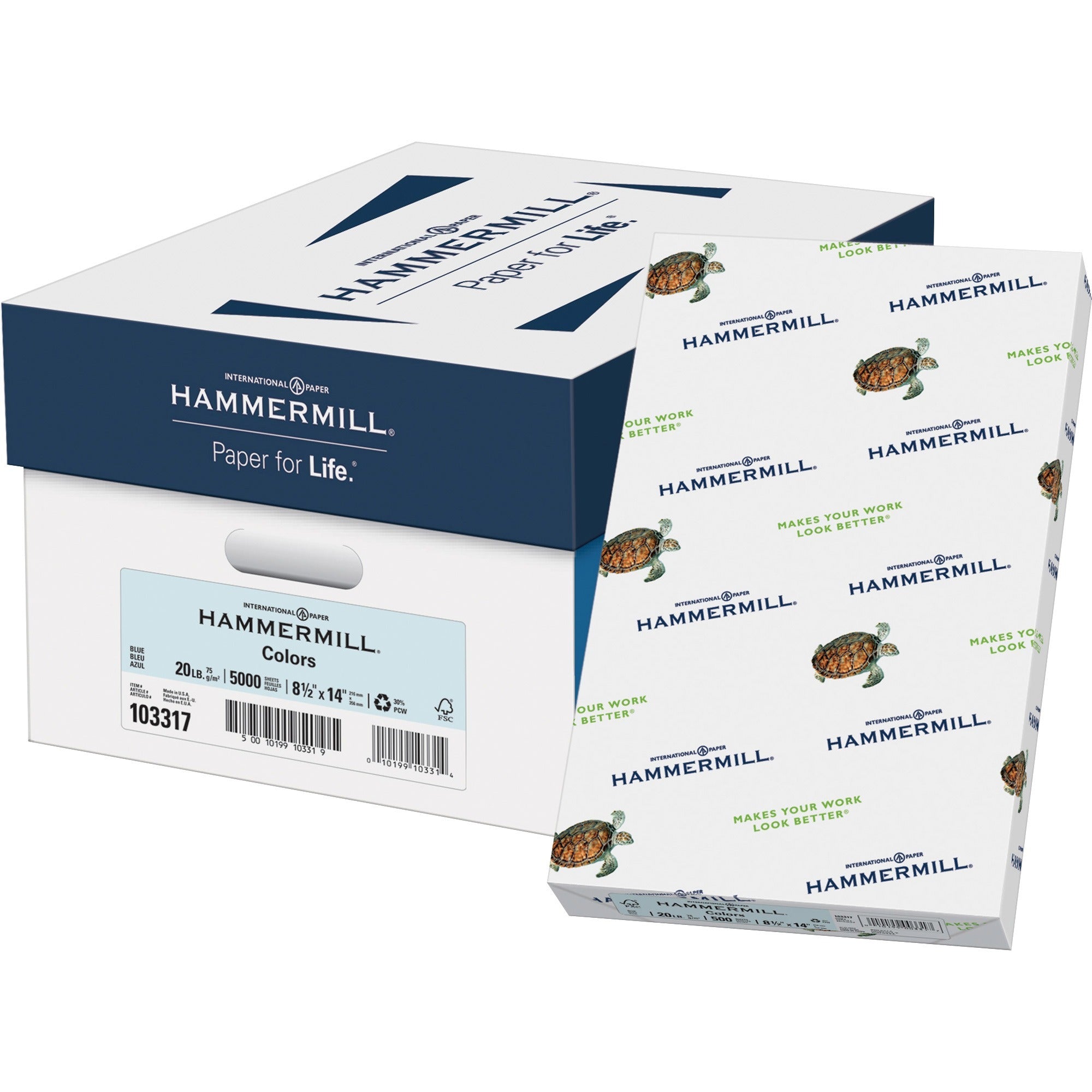 hammermill-colors-recycled-copy-paper-blue-legal-8-1-2-x-14-20-lb-basis-weight-5000-carton-jam-free-blue_ham103317ct - 1