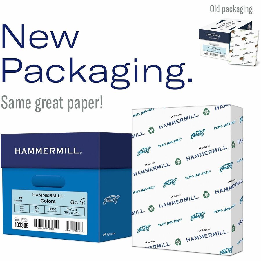 Hammermill Colors Recycled Copy Paper - Canary - Legal - 8 1/2" x 14" - 20 lb Basis Weight - 5000 / Carton - Jam-free - Canary
