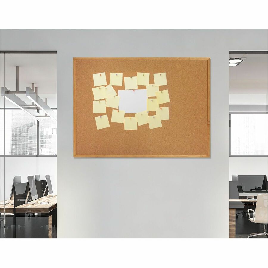 Lorell Bulletin Board - 48" Height x 72" Width - Cork Surface - Long Lasting, Warp Resistant - Oak Oak Frame - 1 Each - 2