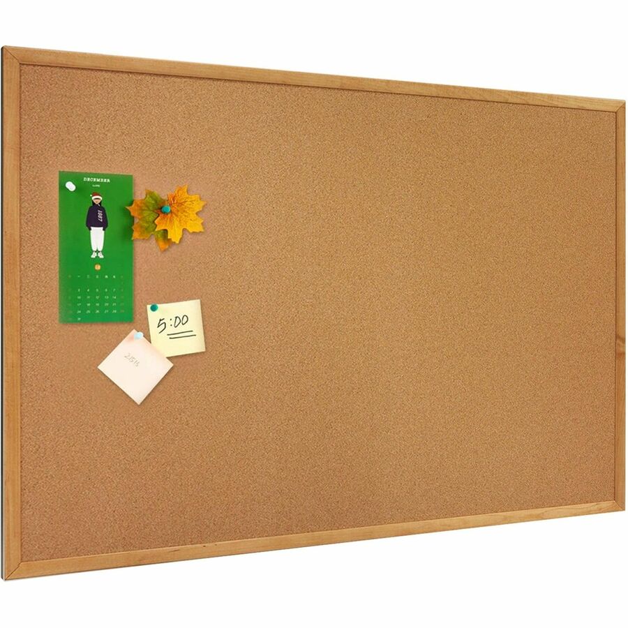 Lorell Bulletin Board - 18" Height x 24" Width - Cork Surface - Long Lasting, Warp Resistant - Brown Oak Frame - 1 Each