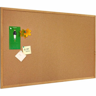 Lorell Bulletin Board - 18" Height x 24" Width - Cork Surface - Long Lasting, Warp Resistant - Brown Oak Frame - 1 Each