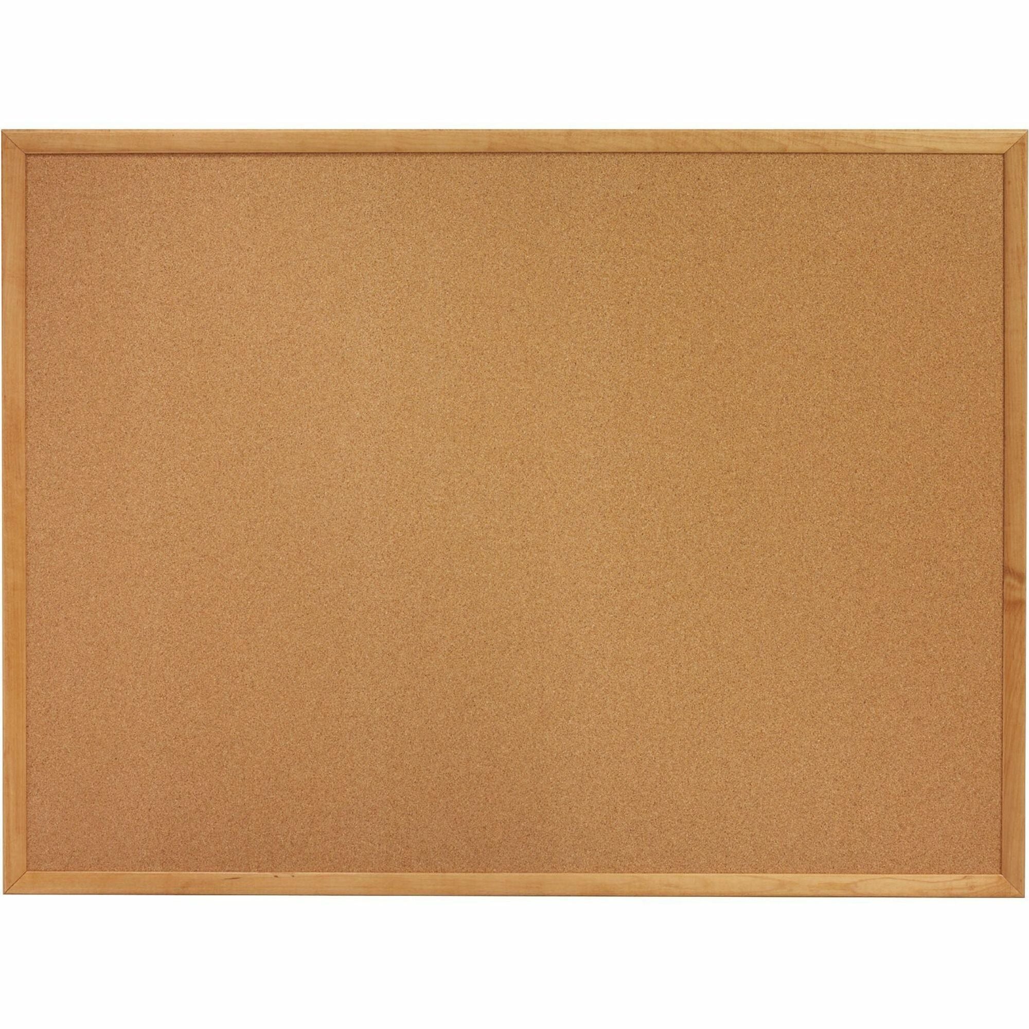 Lorell Bulletin Board - 24" Height x 36" Width - Cork Surface - Long Lasting, Warp Resistant - Brown Oak Frame - 1 Each