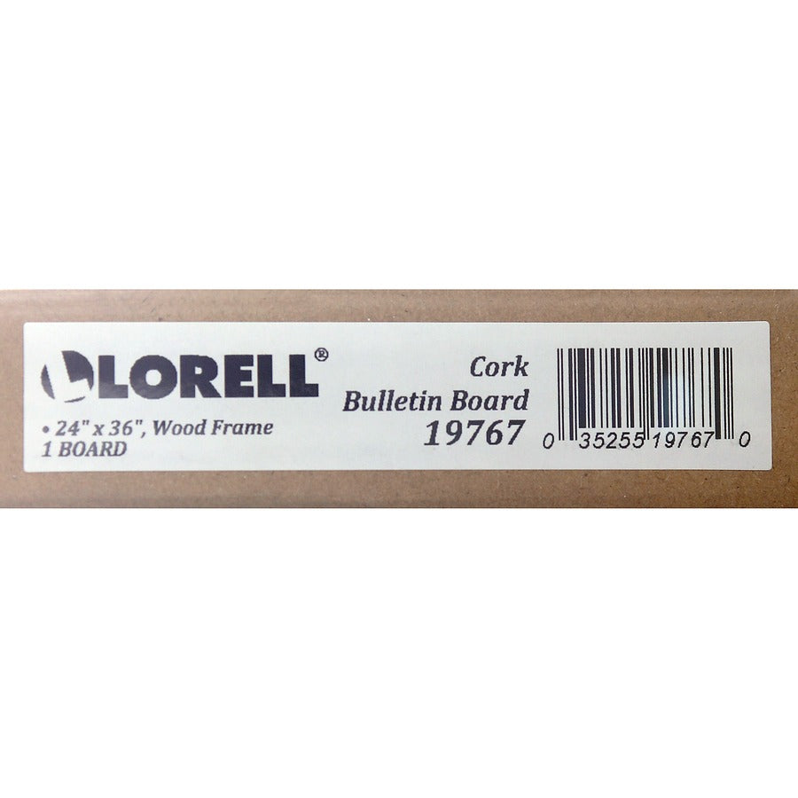 Lorell Bulletin Board - 24" Height x 36" Width - Cork Surface - Long Lasting, Warp Resistant - Brown Oak Frame - 1 Each