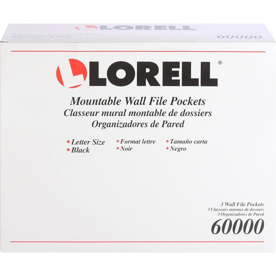 Lorell Wall File Pockets - 14.8" Height x 13.1" Width x 4.3" Depth - Black - 3 / Pack