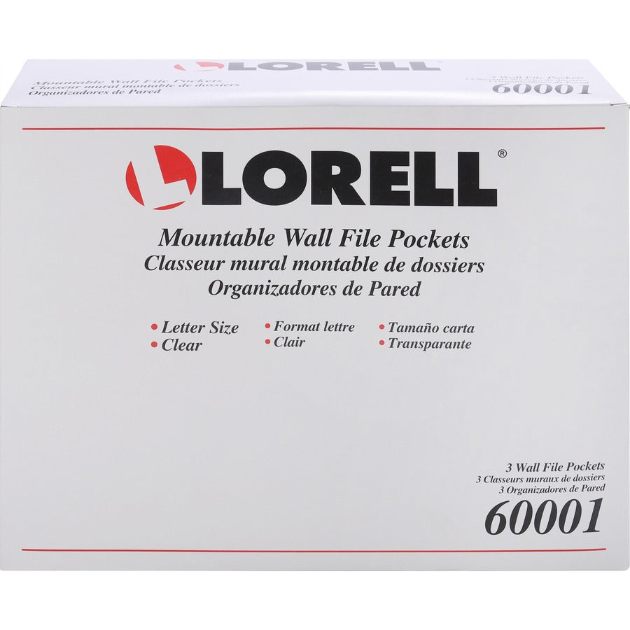 Lorell Wall File Pockets - 14.8" Height x 13.1" Width x 4.3" Depth - Clear - 3 / Pack