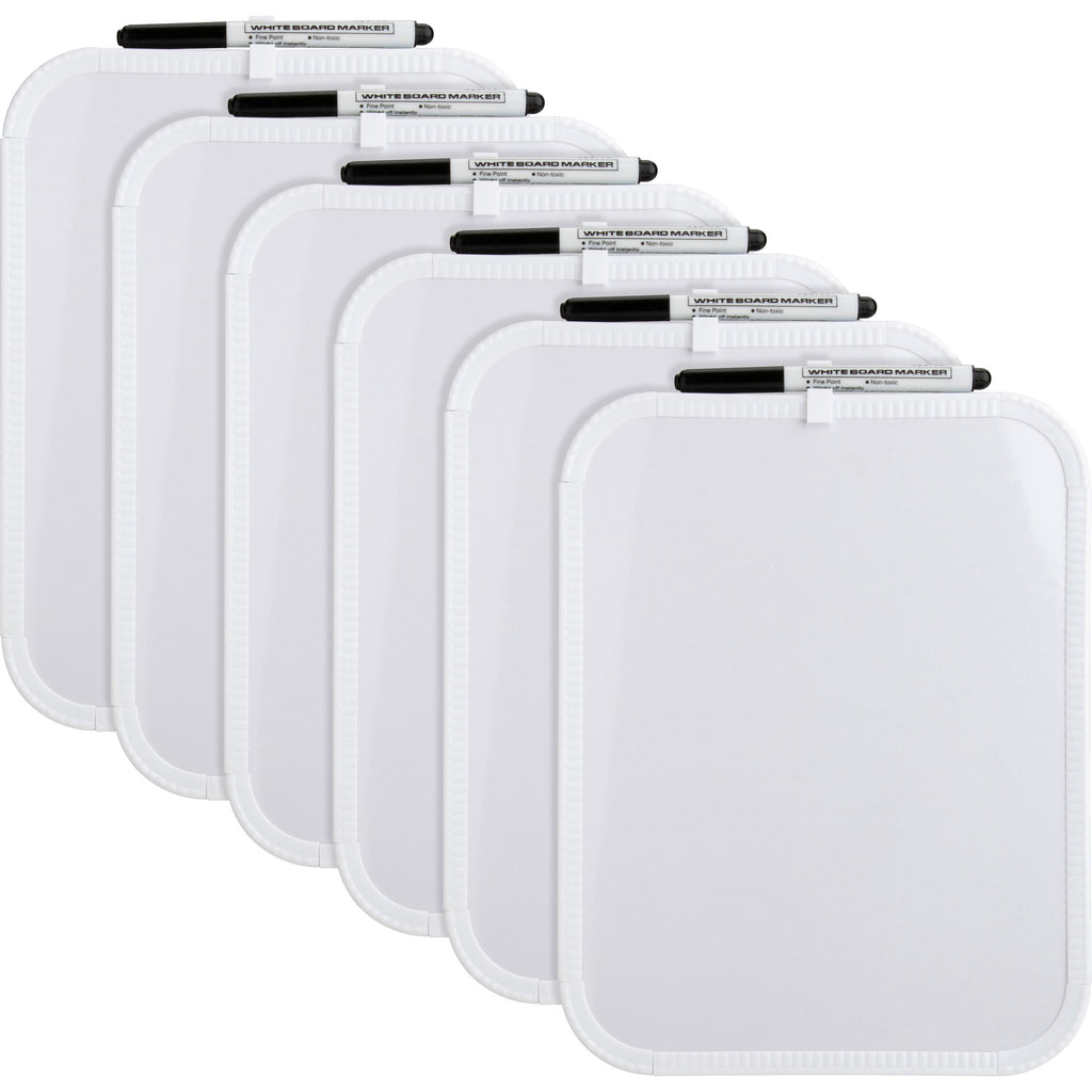 lorell-personal-whiteboards-11-09-ft-width-x-85-07-ft-height-white-melamine-surface-white-plastic-frame-rectangle-6-bundle_llr75620bd - 1