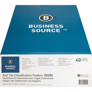 Business Source Letter Recycled Medical File Folder - 8 1/2" x 11" - 3/4" Expansion - 2" Fastener Capacity - End Tab Location - 10% Recycled - 40 / Box