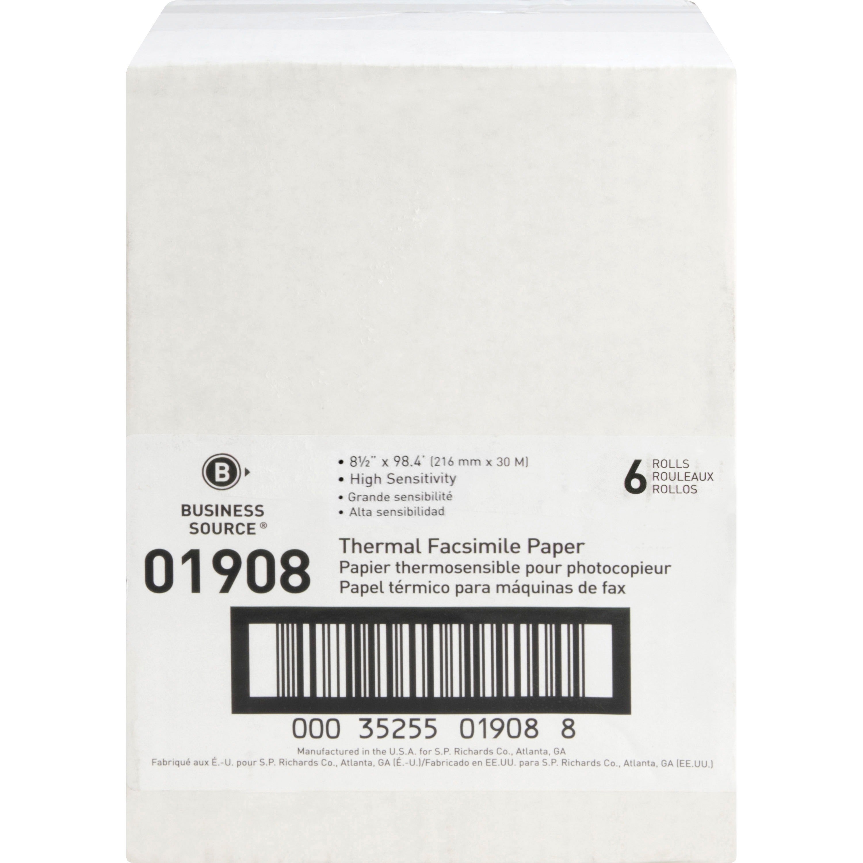 business-source-thermal-fax-paper-rolls-8-1-2-x-98-ft-6-carton-white_bsn01908 - 2