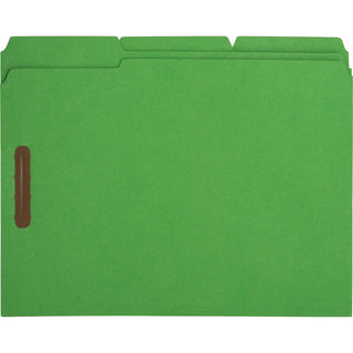 business-source-1-3-tab-cut-letter-recycled-fastener-folder-8-1-2-x-11-3-4-expansion-2-fasteners-2-fastener-capacity-top-tab-location-assorted-position-tab-position-yellow-blue-green-red-10%-recycled-50-box_bsn17571 - 2
