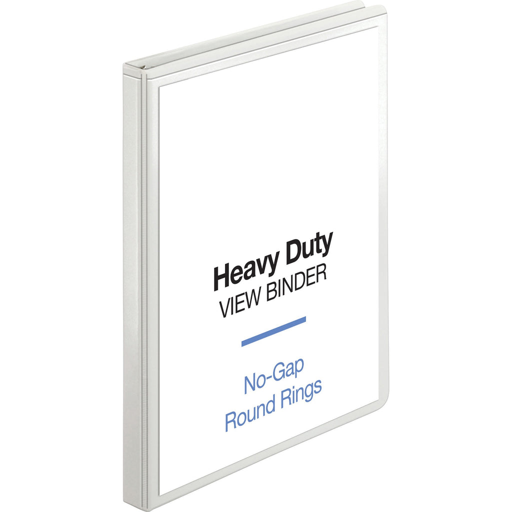 Business Source Round-ring View Binder - 1/2" Binder Capacity - Letter - 8 1/2" x 11" Sheet Size - 125 Sheet Capacity - Round Ring Fastener(s) - 2 Internal Pocket(s) - Polypropylene, Chipboard, Board - White - Wrinkle-free, Non-glare, Transfer Safe,