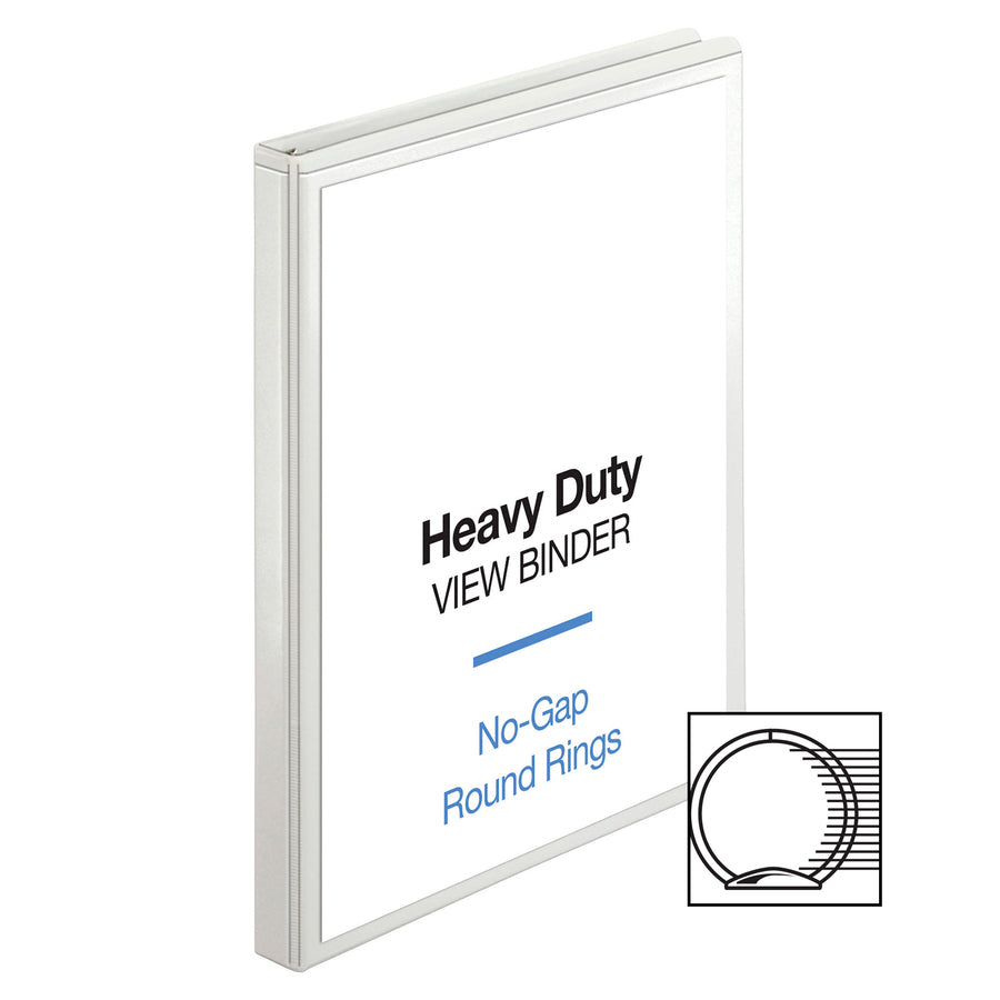 Business Source Round-ring View Binder - 1/2" Binder Capacity - Letter - 8 1/2" x 11" Sheet Size - 125 Sheet Capacity - Round Ring Fastener(s) - 2 Internal Pocket(s) - Polypropylene, Chipboard, Board - White - Wrinkle-free, Non-glare, Transfer Safe,