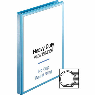 Business Source Round-ring View Binder - 1/2" Binder Capacity - Letter - 8 1/2" x 11" Sheet Size - 125 Sheet Capacity - Round Ring Fastener(s) - 2 Internal Pocket(s) - Polypropylene, Chipboard, Board - Light Blue - Wrinkle-free, Non-glare, Transfer S