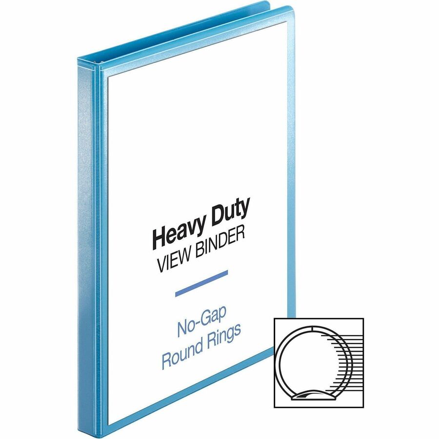 Business Source Round-ring View Binder - 1/2" Binder Capacity - Letter - 8 1/2" x 11" Sheet Size - 125 Sheet Capacity - Round Ring Fastener(s) - 2 Internal Pocket(s) - Polypropylene, Chipboard, Board - Light Blue - Wrinkle-free, Non-glare, Transfer S